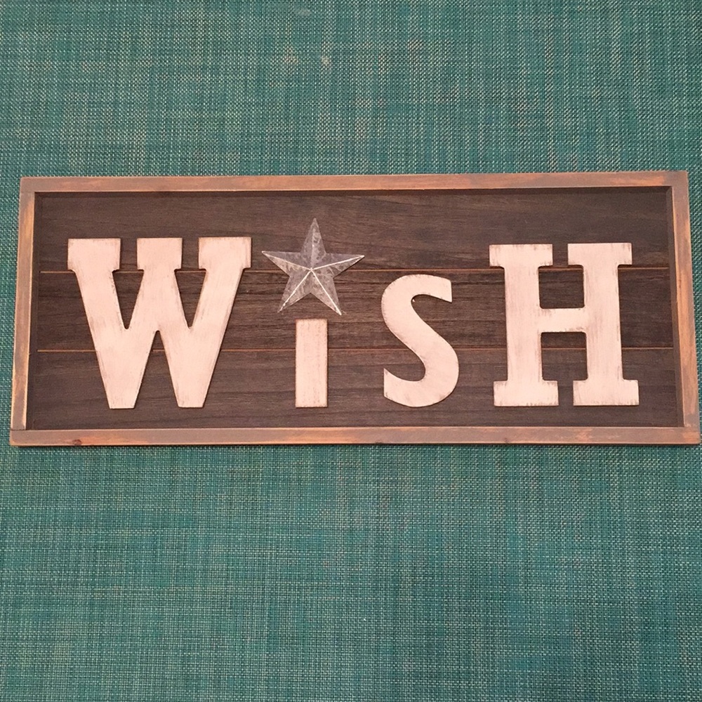 Wooden Wish Wall Decor with Metal Star